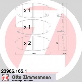 Гальмівні колодки перед Kia Ceed/Carens/Hyundai i3 ZIMMERMANN 239661651