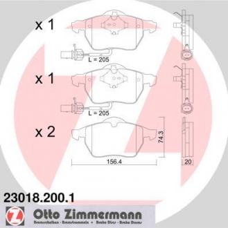 Гальмівні колодки перед. Audi A6 1.8-2.8 97- VW Pa ZIMMERMANN 230182001