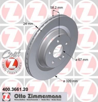 Диск гальмівний Coat Z ZIMMERMANN 400366120 (фото 1)