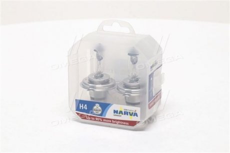 Лампа накаливания SET H4 12V 60/55 W P43t RANGE POWER +90 (к-т 2шт) NARVA 48003S2