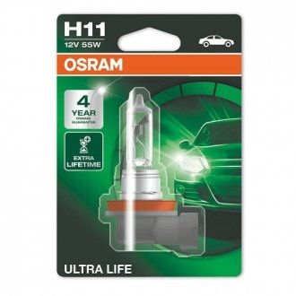 Лампа фарная H11 12V 55W PGJ19-2 Ultra Life (Blister 1шт) OSRAM 64211ULT-01B (фото 1)