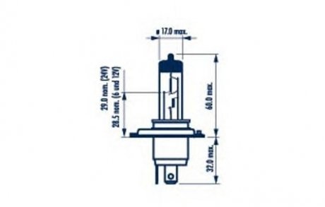 Лампа накаливания H4 12V 60/55W P43t STANDARD blister 1шт NARVA 48881B1 (фото 1)