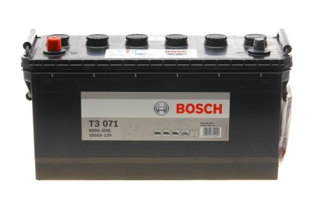 Аккумулятор 100Ah-12v (T3071) (413x175x220),L,EN600 !КАТ. -10% BOSCH 0092T30710 (фото 1)
