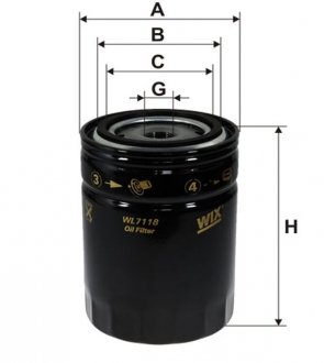 Фильтр масляный двигателя /OP563/1 (WIX-Filtron UA) WIX FILTERS WL7118