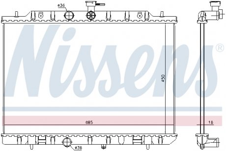 Радіатор охолодження NISSAN X-TRAIL (T31) (07-) (вир-во) NISSENS 67365 (фото 1)