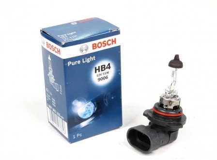 Лампа накаливания HB4 12V 51W P22d PURE LIGHT BOSCH 1 987 302 153 (фото 1)