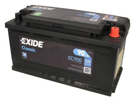 Аккумулятор 90Ah-12v CLASSIC(353х175х190),R,EN720 EXIDE EC900 (фото 1)