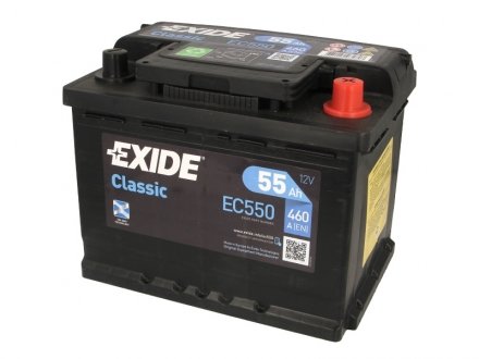 Аккумулятор 55Ah-12v CLASSIC(242х175х190),R,EN460 EXIDE EC550 (фото 1)