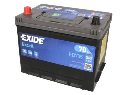 Аккумулятор 70Ah-12v EXCELL(266х172х223),L,EN540 EXIDE EB705 (фото 1)