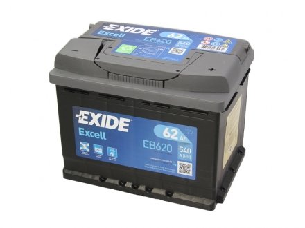 Аккумулятор 62Ah-12v EXCELL(242х175х190),R,EN540 EXIDE EB620 (фото 1)