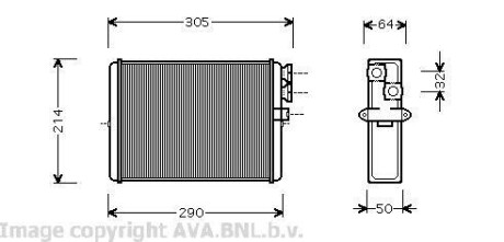 Радиатор отопителя HEATER S60/XC70/V70/S80 (Ava) AVA COOLING VOA6110