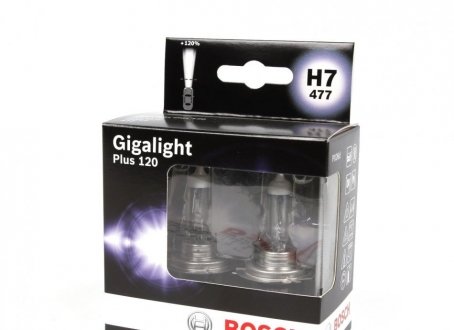 Лампа розжарювання H7 12V 55W PX26d GigaLight +120 (комплект 2шт) (вир-во) BOSCH 1987301107 (фото 1)