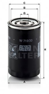 Фильтр масляный двигателя MANN W719/30 (фото 1)