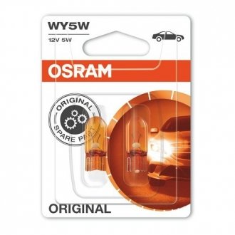 Лампа допоміжн. освітлення WY5W 12V 5W W2, 1x9, 5d (2 шт) blister (вир-во) OSRAM 2827NA-02B (фото 1)