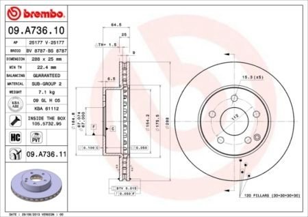 Тормозной диск Painted disk BREMBO 09.A736.11
