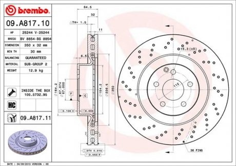 Тормозной диск Painted disk BREMBO 09.A817.11 (фото 1)