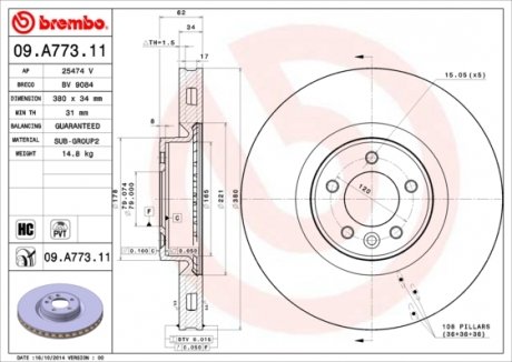 Тормозной диск Painted disk BREMBO 09.A773.11