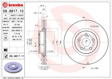 Гальмівний диск BREMBO 09.9817.10 (фото 1)