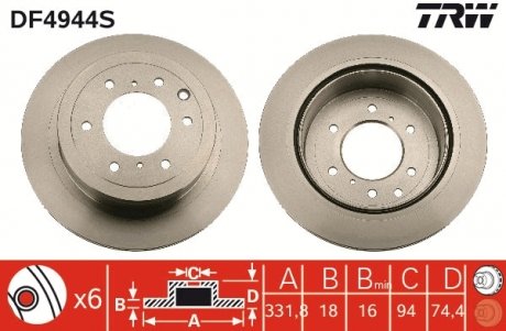 Тормозной диск TRW DF4944S (фото 1)