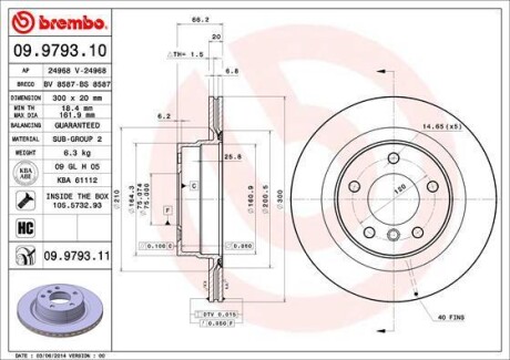 Тормозной диск BREMBO 09.9793.11