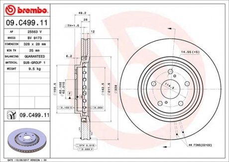 Тормозной диск BREMBO 09.C499.11 (фото 1)