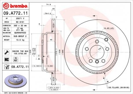 Гальмівний диск BREMBO 09.A772.11 (фото 1)