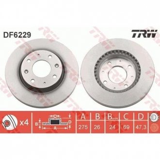 Тормозной диск TRW DF6229 (фото 1)