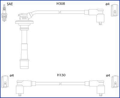 TOYOTA Комплект высоковольтных проводов Avensis 1,6 -00, Carina 1,6 -97 HITACHI 134562 (фото 1)