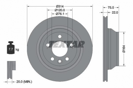 Гальмівний диск TEXTAR 92121903 (фото 1)