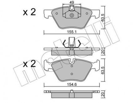 Комплект гальмівних колодок METELLI 22-0557-0