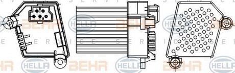 Реостат вентилятора отопителя BMW 3(E46)/X3(E83) 1.6-3.2 98-11 BEHR 5HL351311-521 (фото 1)