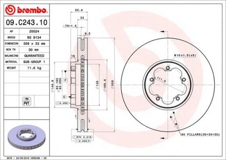 Тормозной диск BREMBO 09C24310