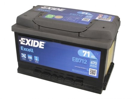 Аккумулятор EXCELL 12V/71Ah/670A EXIDE EB712 (фото 1)