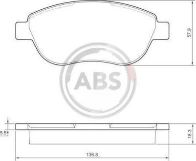 Гальмівні колодки пер. (136x57.6x19) Fiat Doblo 05- (Bosch) A.B.S. 37418
