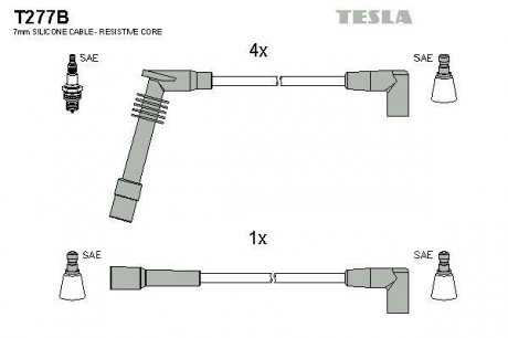 Комплект кабелiв запалювання TESLA T277B