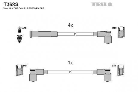 Комплект кабелiв запалювання TESLA T368S (фото 1)