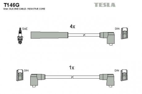 Комплект кабелiв запалювання TESLA T146G