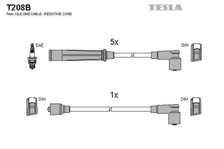 Комплект кабелiв запалювання TESLA T208B (фото 1)
