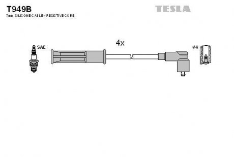 Комплект кабелiв запалювання TESLA T949B