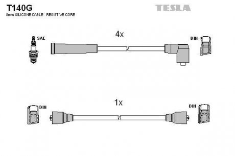 Комплект кабелiв запалювання TESLA T140G (фото 1)
