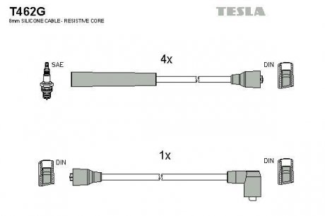 Комплект кабелiв запалювання TESLA T462G