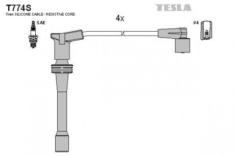 Комплект кабелiв запалювання TESLA T774S (фото 1)