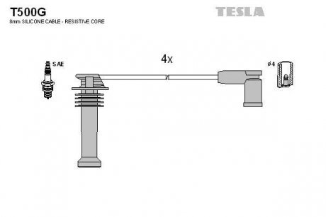Комплект кабелiв запалювання TESLA T500G