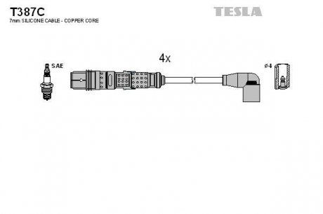 Комплект кабелiв запалювання TESLA T387C (фото 1)