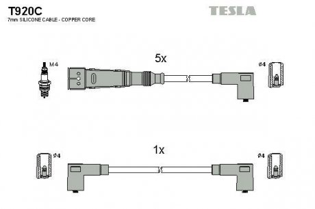 Комплект кабелiв запалювання TESLA T920C (фото 1)