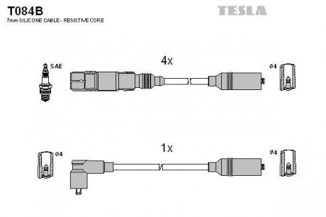 Комплект кабелiв запалювання TESLA T084B