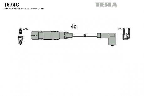 Комплект кабелiв запалювання TESLA T674C