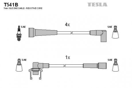 Комплект кабелiв запалювання TESLA T541B (фото 1)