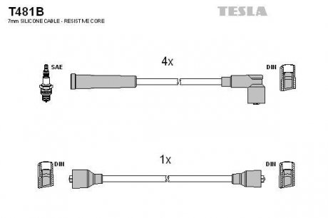 Комплект кабелiв запалювання TESLA T481B (фото 1)