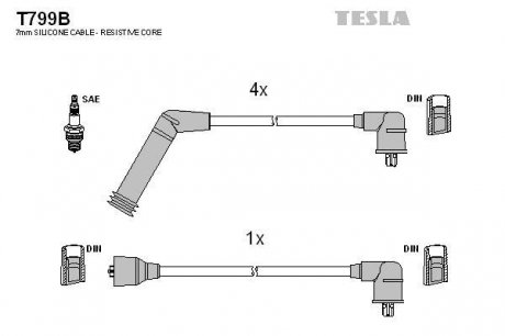 Комплект кабелiв запалювання TESLA T799B